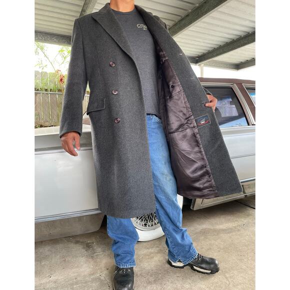 🔥Vintage Lord & Taylor Wool Cashmere Blend Classic Double Breasted Men Overcoat - Picture 3 of 16